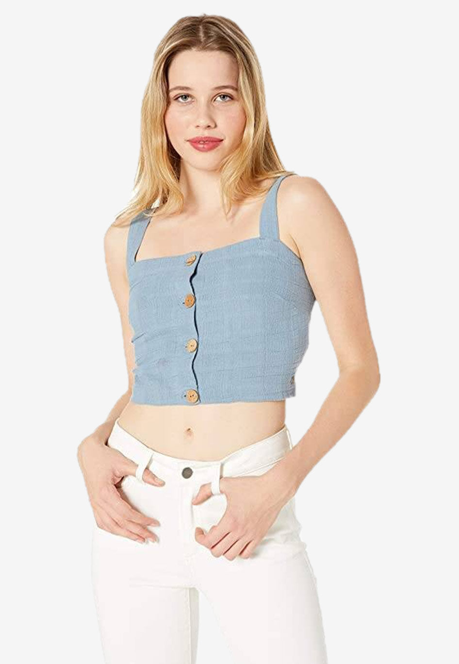 Button Front Cropped Tank