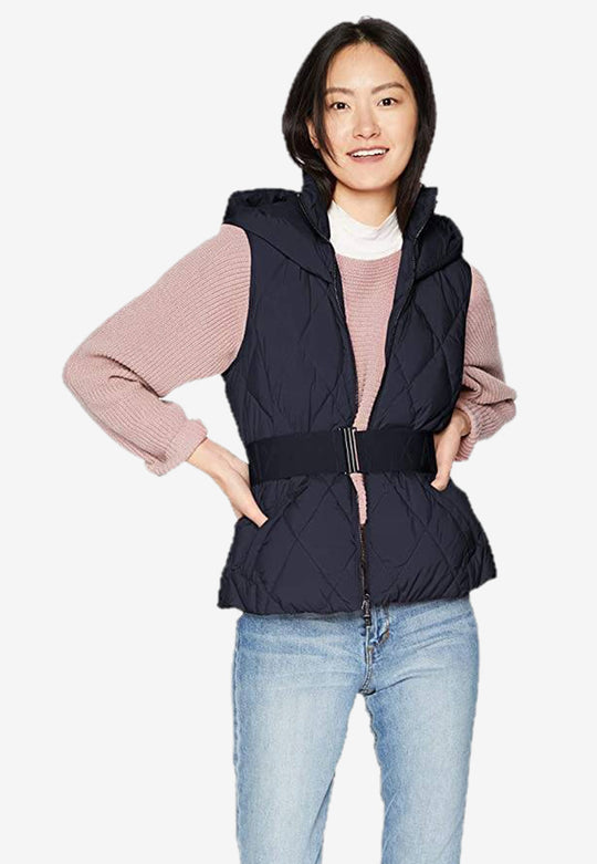 Sleeveless Belted Hooded Vest