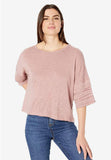 Ruffle Sleeve Crewneck T-Shirt