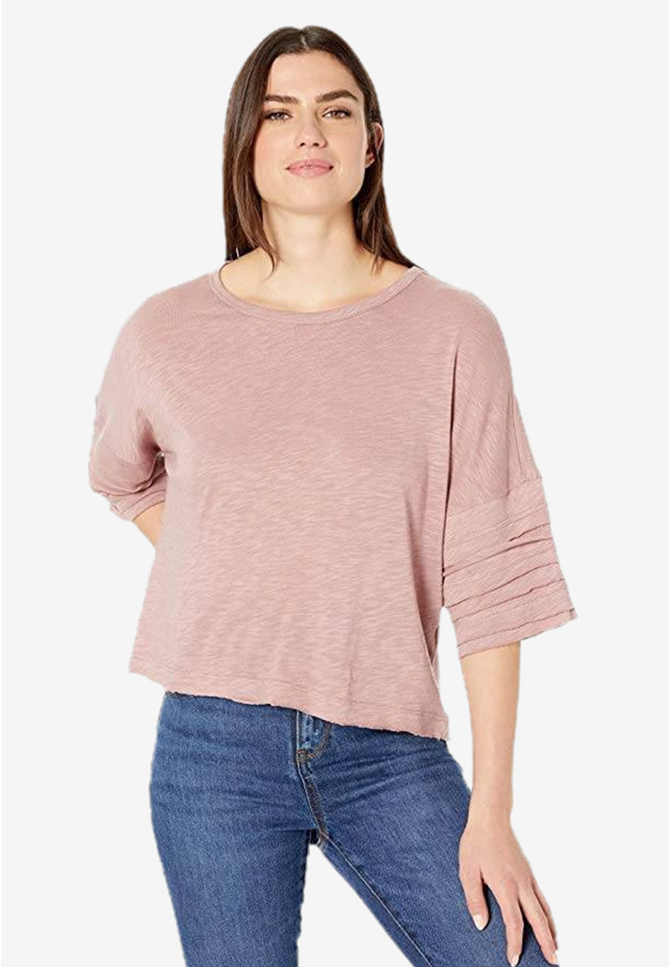Ruffle Sleeve Crewneck T-Shirt